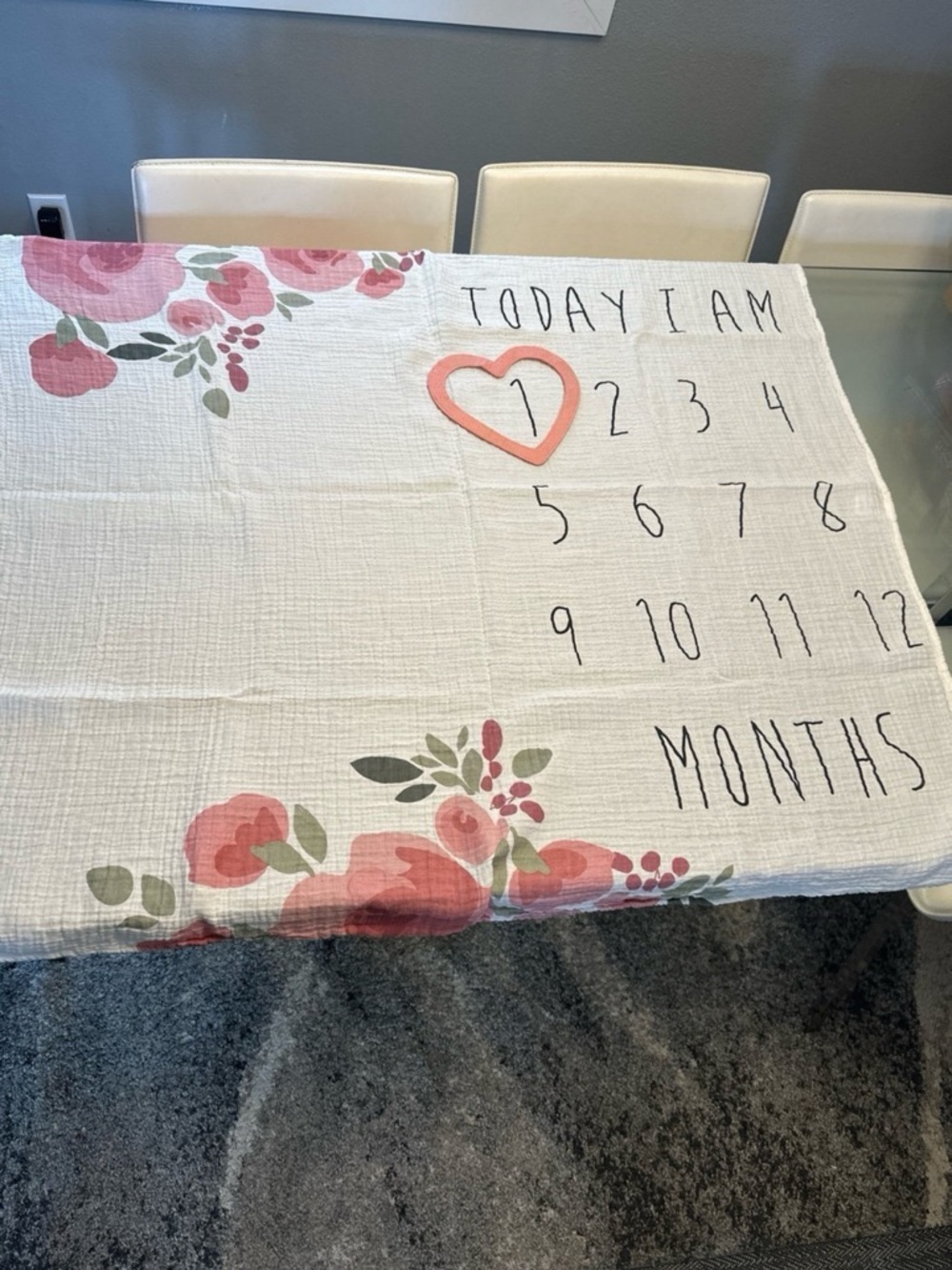 Floral Baby Milestone Blanket - Pink and Green